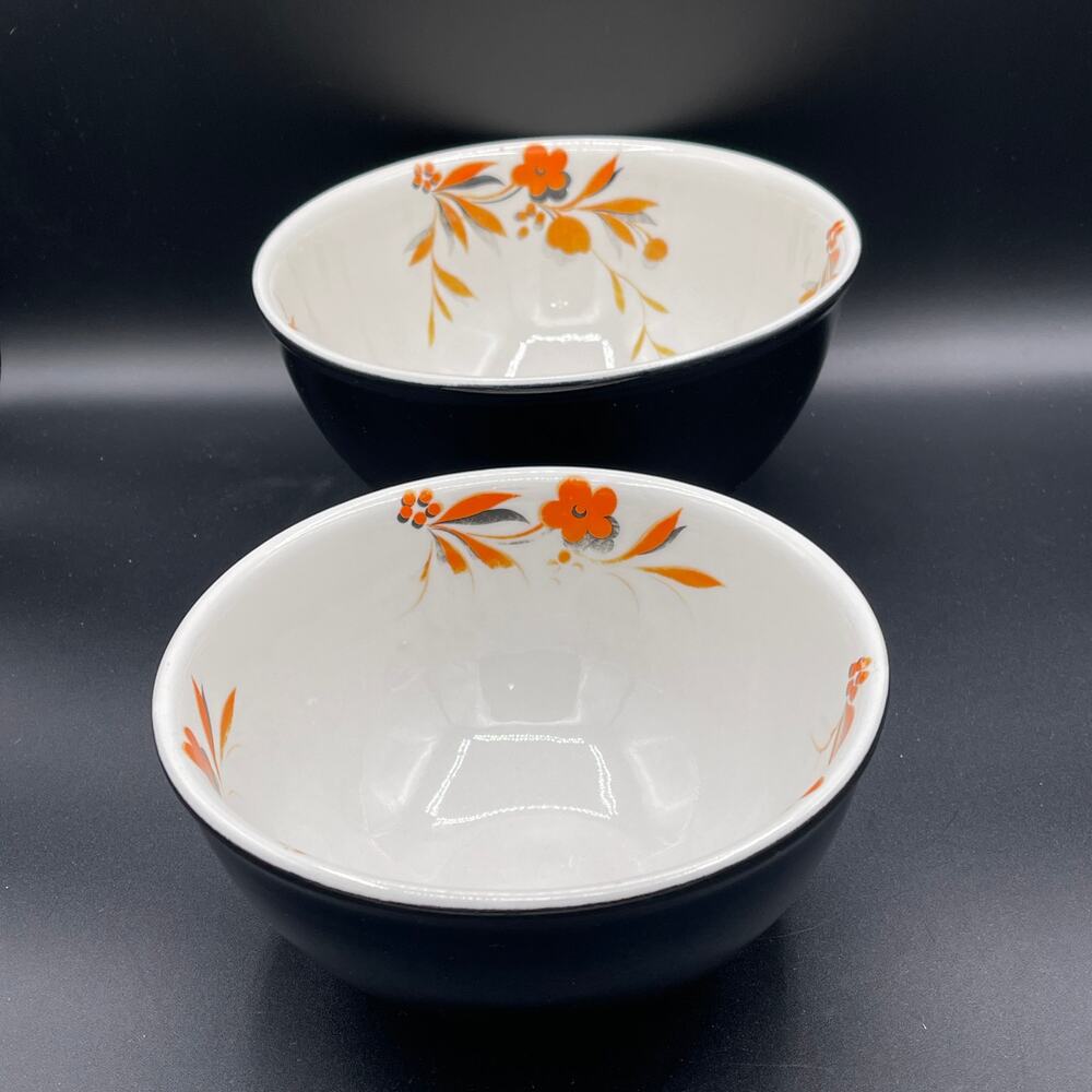 Hall China Black Beauty 7" & 8" Nesting Bowls